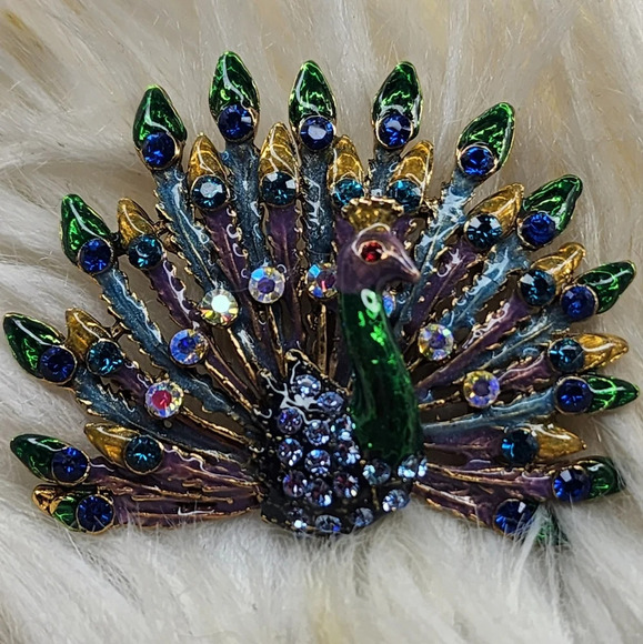 Peacock Rhinestone brooch‎ - Picture 1 of 4